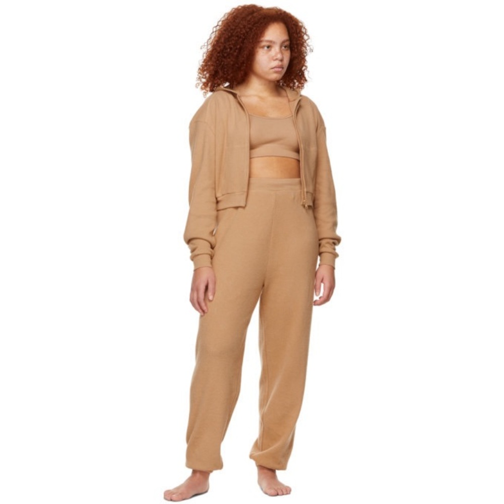 Skims Lounge Hoodie Waffle Tan Size Extra Large - Picture 3 of 12